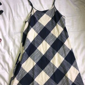 Navy blue and white plaid dress